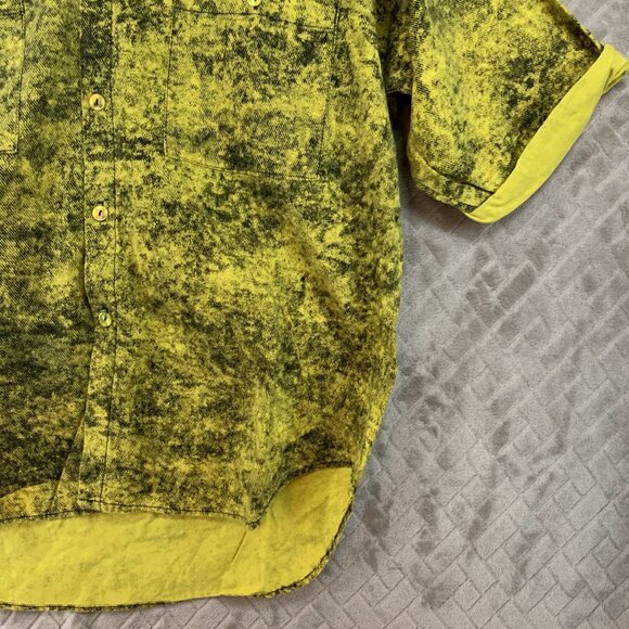 B-29 Mens L Button Up Shirt Yellow Short Sleeve Collared USA Made Hipster Ska - Picture 5 of 16